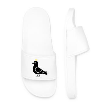 Dove with Crown | King of the City Symbol - Men’s Pool Sliders - white - Front