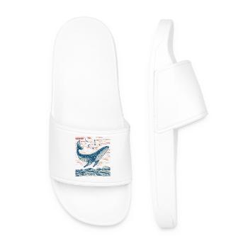 Mystical star whale above nocturnal waves - Men’s Pool Sliders - white - Front