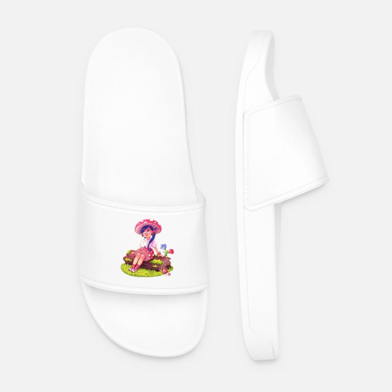 Pilzmädchen im Wald - Männer Badelatschen - Weiß