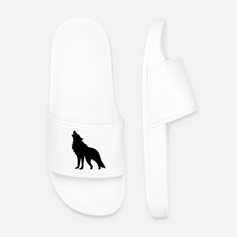 Wolf Silhouette - Men’s Pool Sliders - white