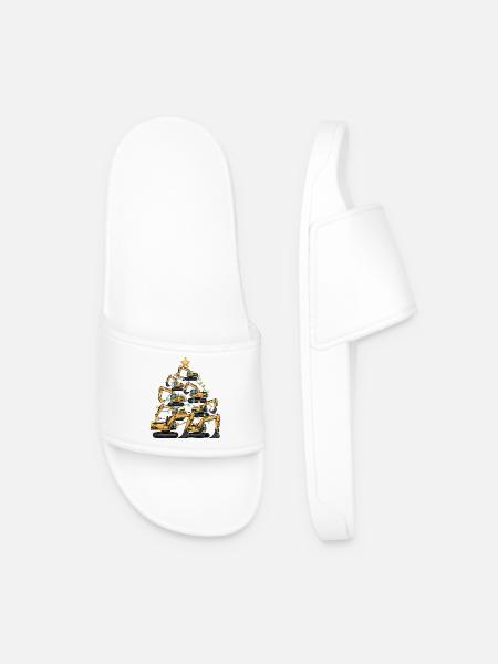 Funny Excavator Christmas Tree Gift - Men’s Pool Sliders - white