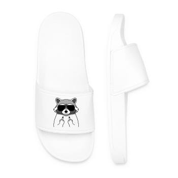 Waschbär mit Sonnenbrille Mittelfinger - Männer Badelatschen - Weiß - Vorne