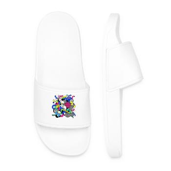 Neon Chaos Pop Art Pattern - Men’s Pool Sliders - white - Front