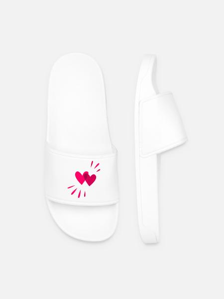 Two hearts to match Valentine's Day - Men’s Pool Sliders - white