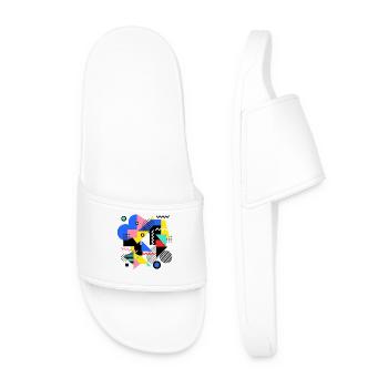 Geometric Color Explosion Pop Art - Men’s Pool Sliders - white - Front