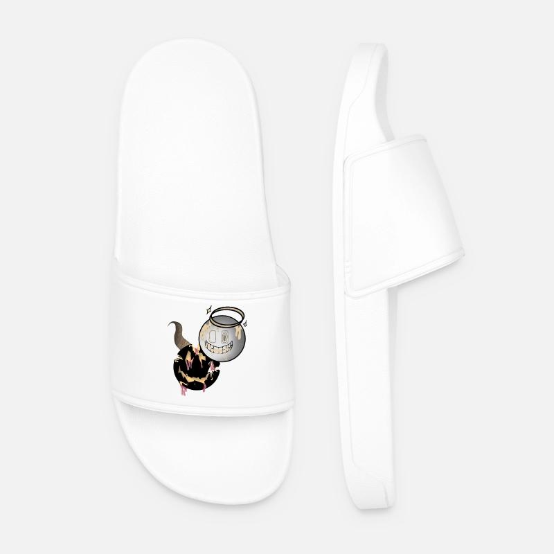Melting Faces Angel and Devil Design - Men’s Pool Sliders - white