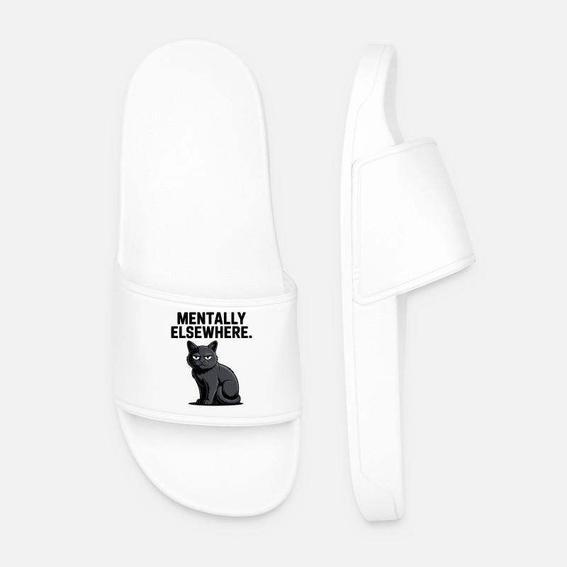 Mentally Elsewhere Cat Tee - Men’s Pool Sliders - white