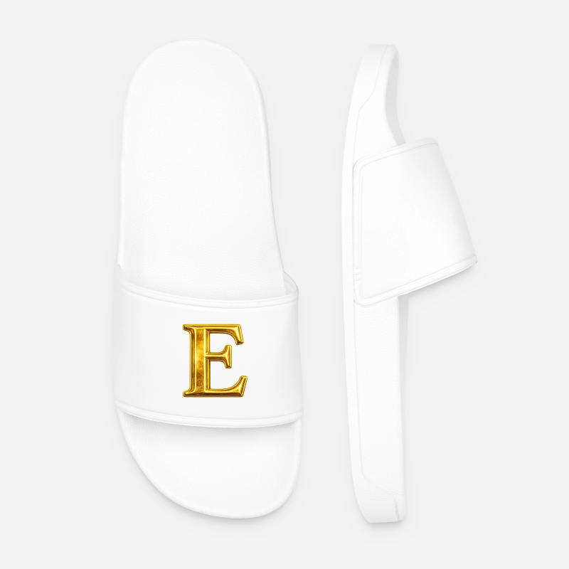 Golden E Monogram Design - Men’s Pool Sliders - white