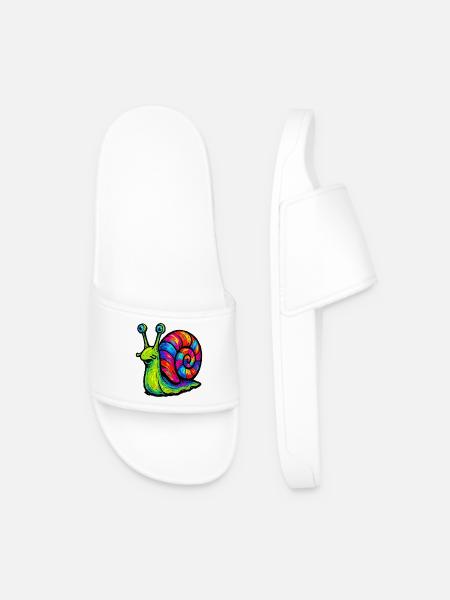 Regenbogen-Mehrfarbige Psychedelische Schnecke - Männer Badelatschen - Weiß