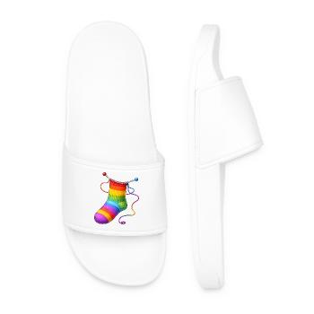 Illustration de chaussettes arc-en-ciel tricotées - Claquettes Homme - blanc - Devant