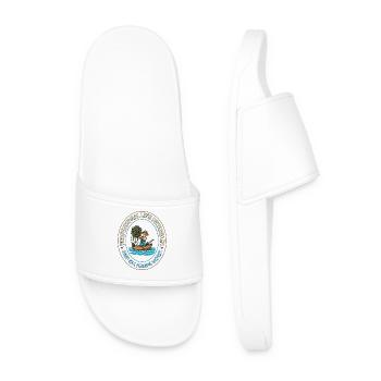 Deep Sea Fishing Expert Emblem - Men’s Pool Sliders - white - Front