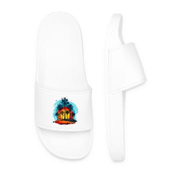 Palm trees at tropical sunset - Men’s Pool Sliders - white - Front