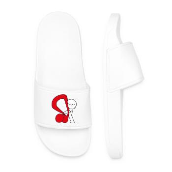 Cuddle Red Music Note - Men’s Pool Sliders - white - Front