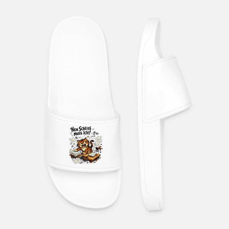 Nen Scheiss Muss Ich Katze - Männer Badelatschen - Weiß