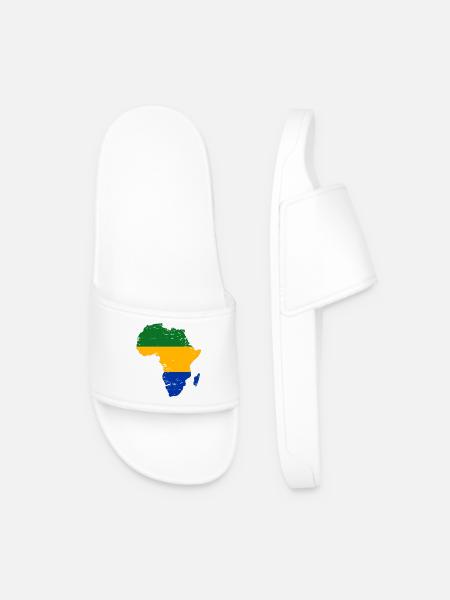 Gabon_Flagge_Afrika_used - Men’s Pool Sliders - white