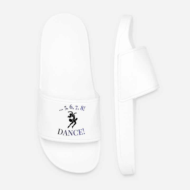 5 6 7 8 Dance! Dancer Silhouette T-Shirt - Men’s Pool Sliders - white