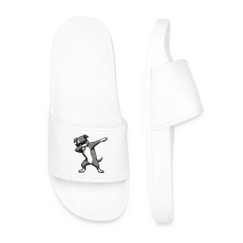 Dabbing Greyhound - Men’s Pool Sliders - white - Front