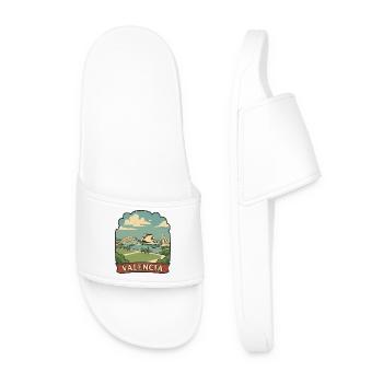 Valencia Arts and Sciences Retro Travel Sticker - Men’s Pool Sliders - white - Front