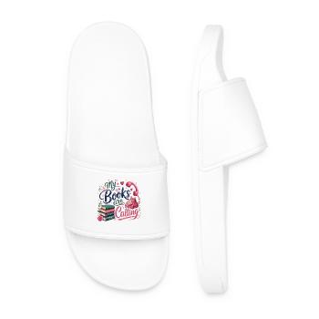 My Books Are Calling - Men’s Pool Sliders - white - Front