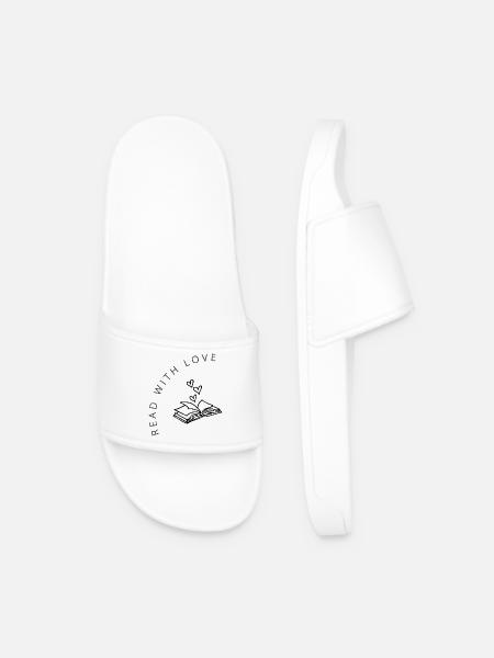 Read with Love - Men’s Pool Sliders - white