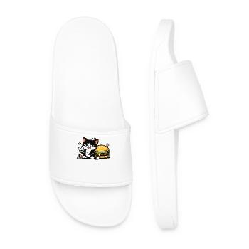 Sleepy Rebel Cat – Nope I’m Napping - Men’s Pool Sliders - white - Front