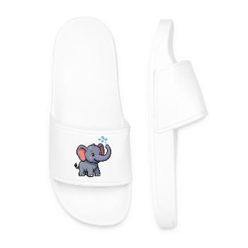Pixel Elephant with Bubbles - Men’s Pool Sliders - white - Front