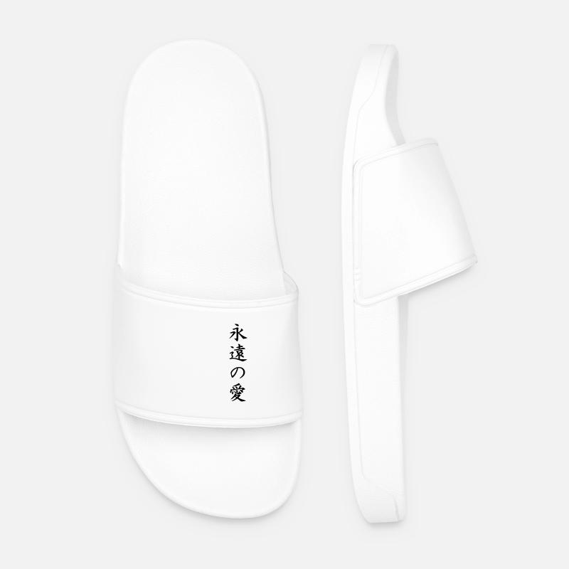 Chinese characters for immortal love - Men’s Pool Sliders - white