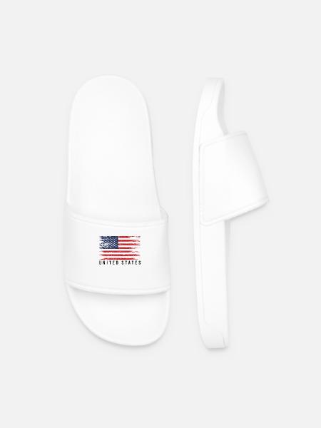 American Flag Distress - Men’s Pool Sliders - white