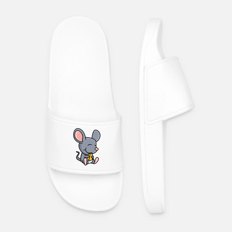 Mouse with cheese - Men’s Pool Sliders - white