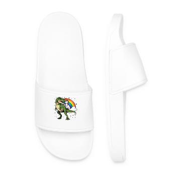 Danse ronde de la licorne dino et de l’arc-en-ciel - Claquettes Homme - blanc - Devant
