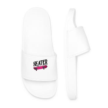 Neon Rosa Skateboard - Männer Badelatschen - Weiß - Vorne