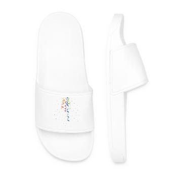 Confetti and streamers colorful party design - Men’s Pool Sliders - white - Front