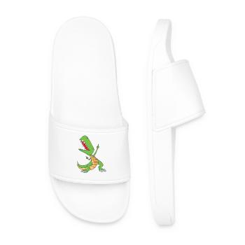 Dabbing T-Rex | Dabbing Dinosaurs | Party Rex - Men’s Pool Sliders - white - Front