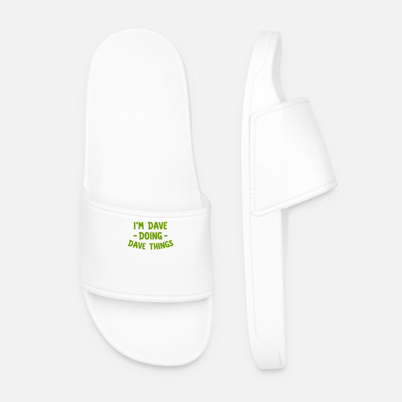 I am Dave Doing Dave Things - Men’s Pool Sliders - white