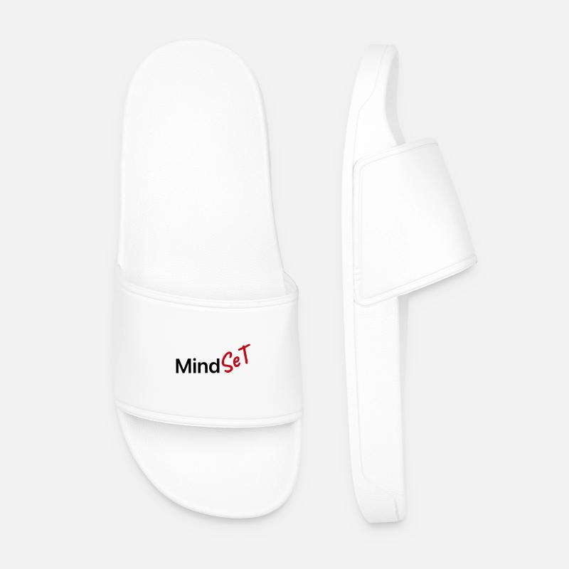 Red Handwritten Set on Black Background - Men’s Pool Sliders - white