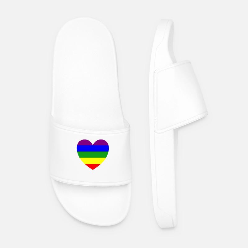 Regenbogen Herz Maske - Männer Badelatschen - Weiß