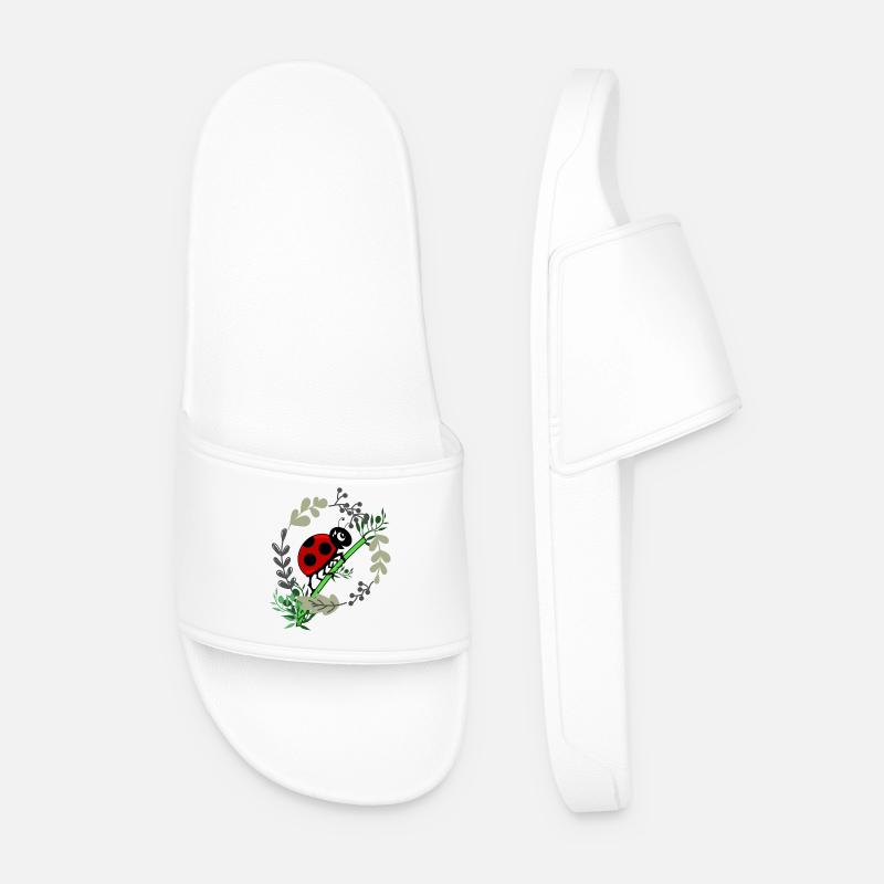 Ladybug botany comic style - Men’s Pool Sliders - white