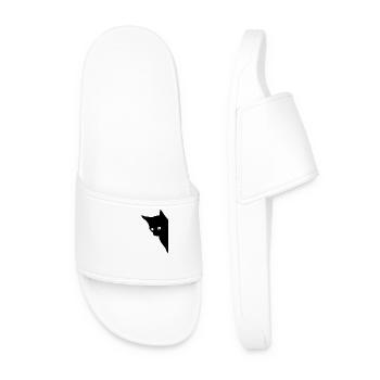 Playful cat motif in black and white style - Men’s Pool Sliders - white - Front