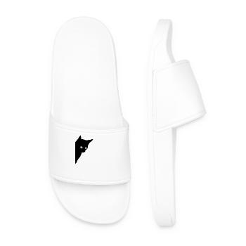 Chat noir aux yeux brillants - Claquettes Homme - blanc - Devant