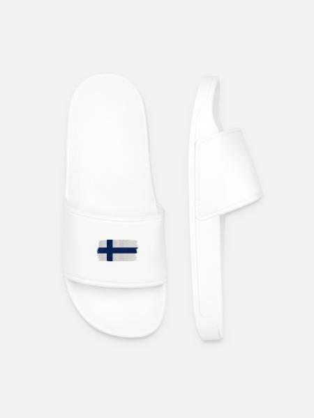 Finnish Flag Acrylic Look - Men’s Pool Sliders - white