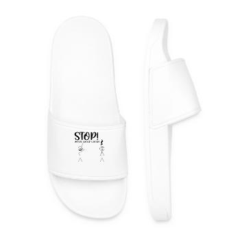 Stop You’re Under a Rest Shirt – Funny Music Tee - Men’s Pool Sliders - white - Front