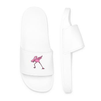 Flamingo Dabbing - Men’s Pool Sliders - white - Front