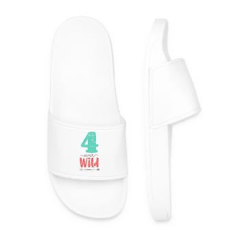 Four Ever Wild 4. Geburtstag Geschenk Mädchen - Männer Badelatschen - Weiß - Vorne