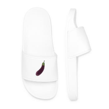Aubergine Vegetables Vitamins Cooking Kitchen Vegetarian - Men’s Pool Sliders - white - Front