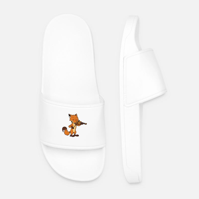 Comic Fuchs plays the violin - Men’s Pool Sliders - white