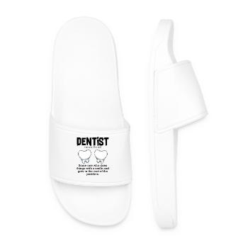 Double Tooth Cartoon on Black - Men’s Pool Sliders - white - Front