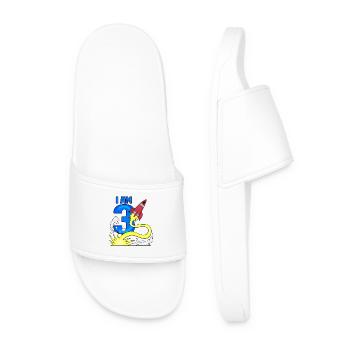 3 birthday boy - 3 years old - I am 3 - Men’s Pool Sliders - white - Front