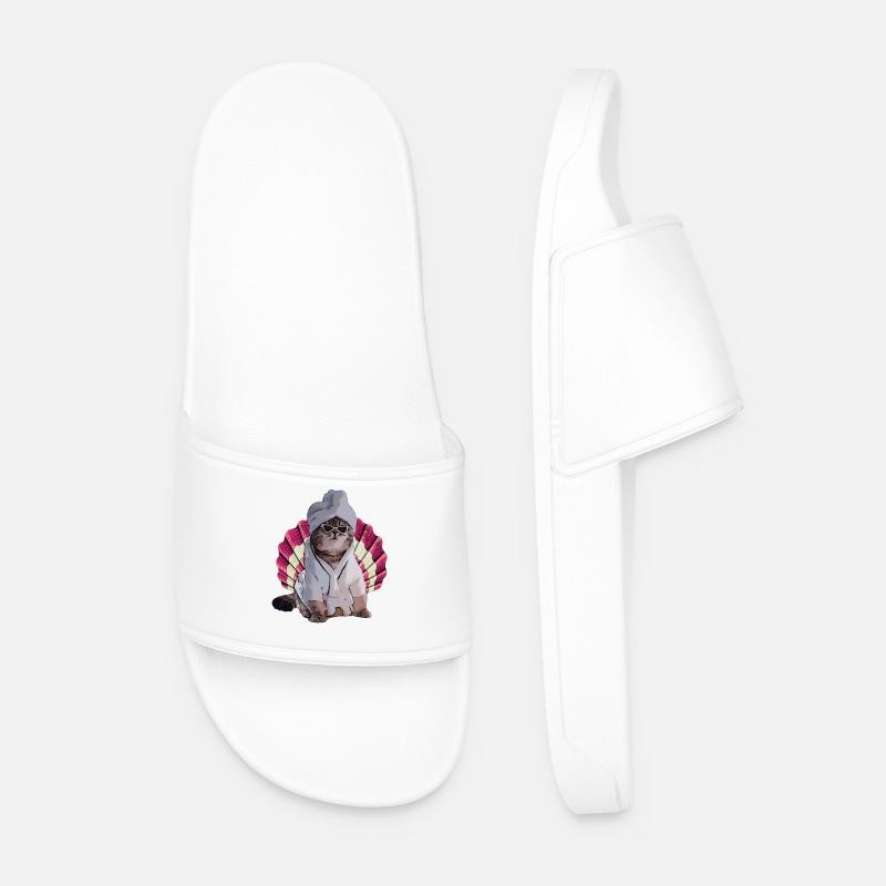 cool cat in spa - Men’s Pool Sliders - white