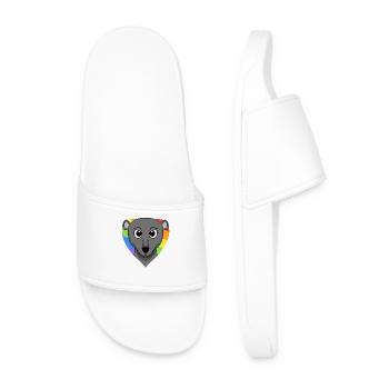LGBT Tier Schwarzer Panther Regenbogen Herz - Männer Badelatschen - Weiß - Vorne