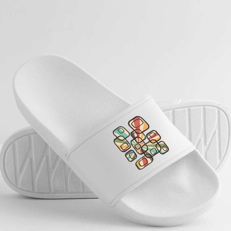 70s wallpaper pattern cuboid retro pattern Men’s Pool Sliders